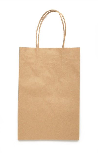 Brown paper bag isolated on white background