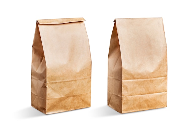 Brown paper bag with white background