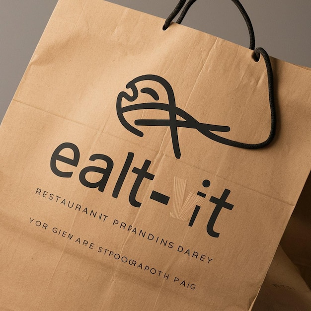 a brown paper bag with the word eat on it