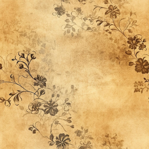 A brown paper with flowers on it