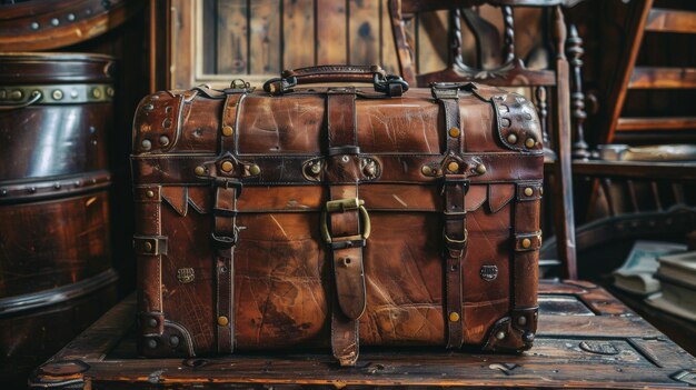 Photo a brown piece of luggage with the word  s  on the side