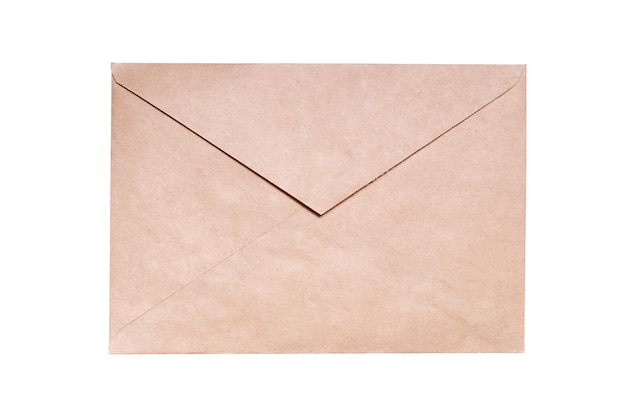 Brown postal envelope isolated on white background