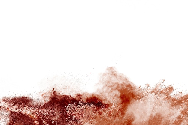 Brown powder explosion isolated on white background