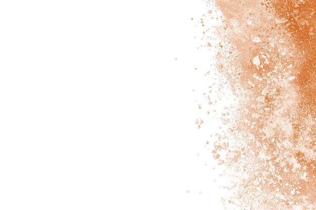 Brown powder explosion isolated on white background