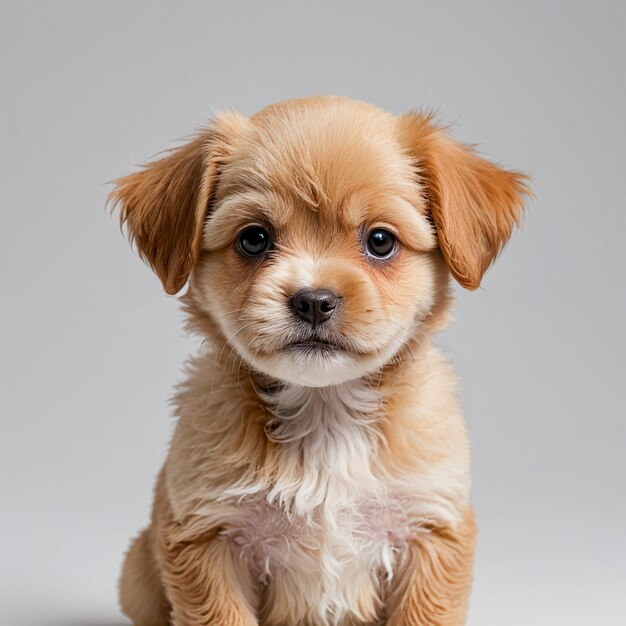 Photo a brown puppy with a white chest and a black nose