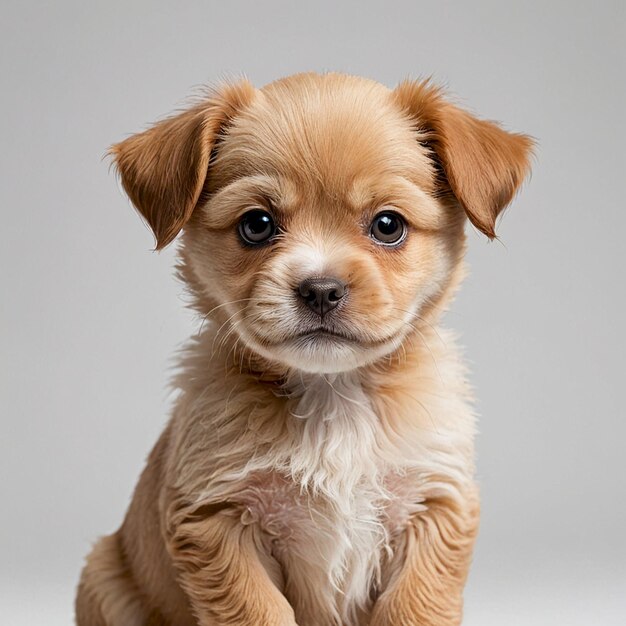 Photo a brown puppy with a white chest and a black nose