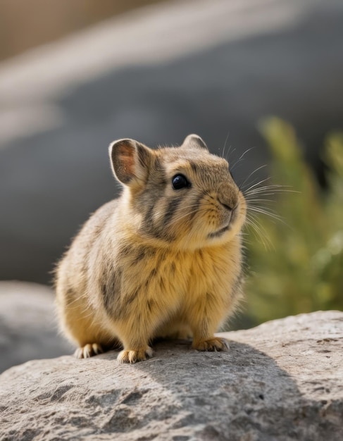 Photo a brown rabbit is sitting on a rock with the name on it