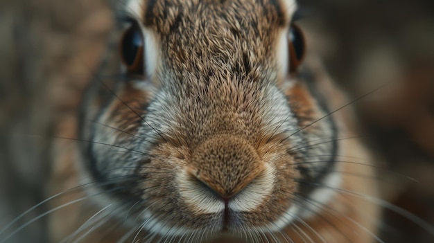 Photo a brown rabbit is staring at the camera the rabbits nose is twitching