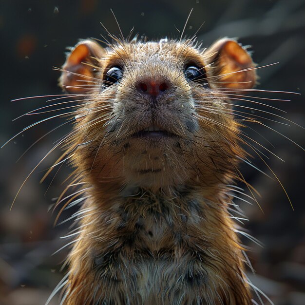 a brown rat with a brown nose and whiskers