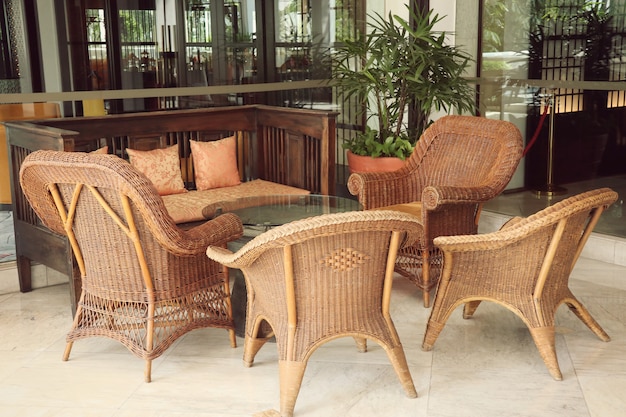 brown rattan wicker chair