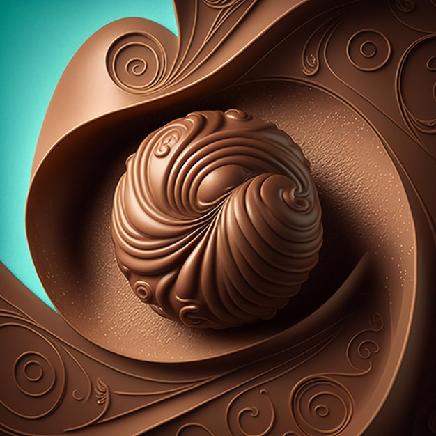 A brown sculpture with swirls and swirls on it