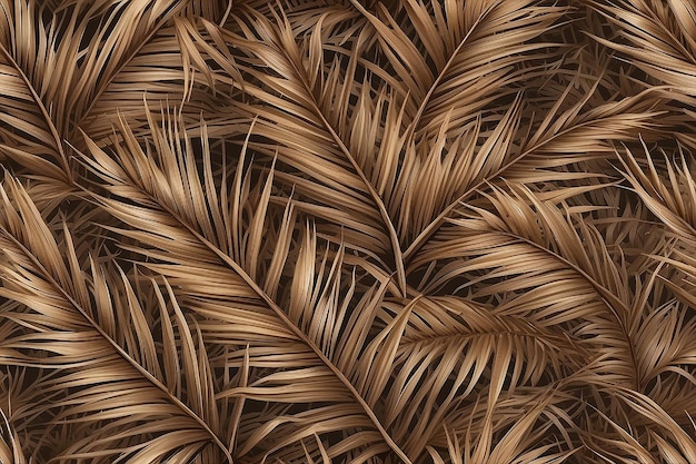 Photo brown seamless pattern from dry palm leaves and pampasgrass background