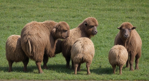 Photo a brown sheep with a tag on its ear