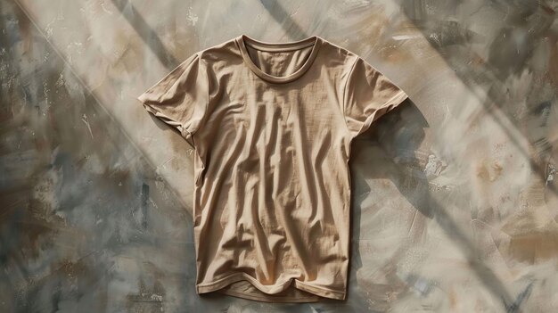 Photo a brown shirt with a t shirt on the front is laying on a table