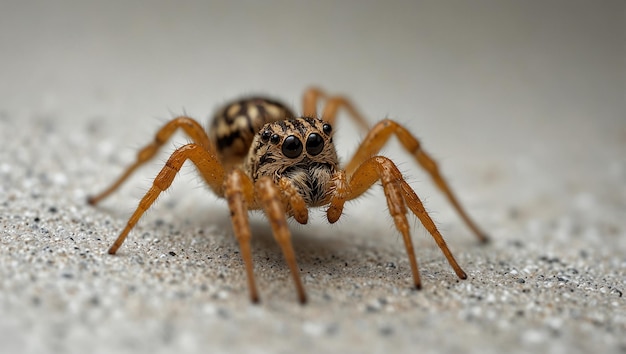 a brown spider with many legs in the center The spider has a white belly and brown legs