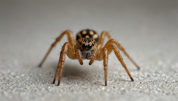 a brown spider with many legs in the center The spider has a white belly and brown legs