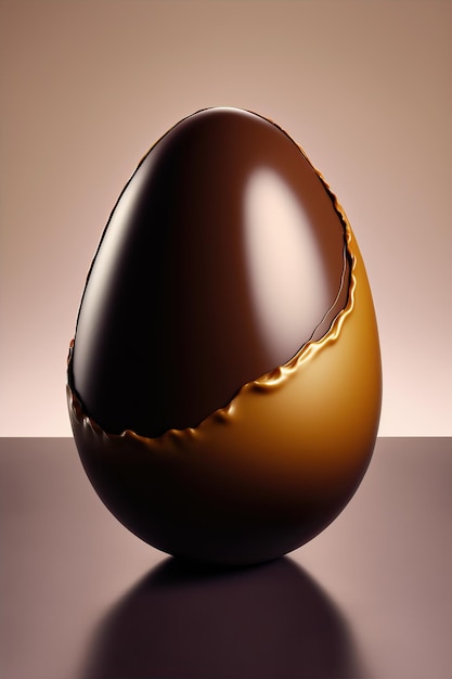 Brown sweet chocolate egg isolated on colored background