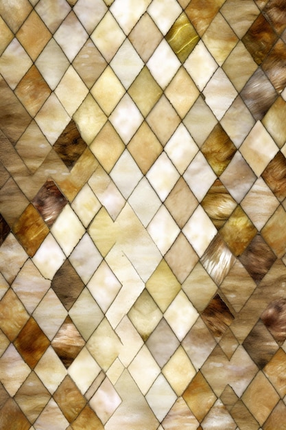 A brown and tan mosaic with a diamond pattern.