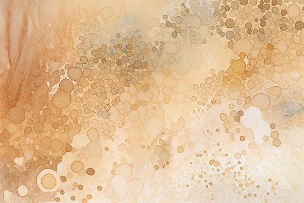 A brown and tan watercolor background with circles like coffee beans.