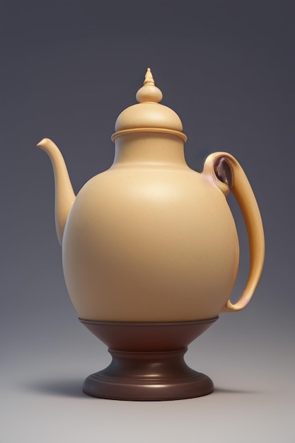 A brown teapot with a handle and a handle on the bottom.