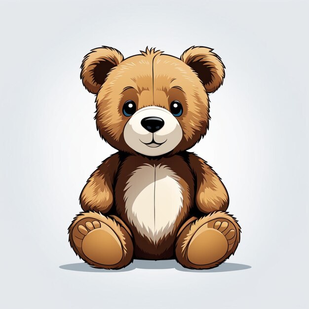 a brown teddy bear with a white face and brown eyes