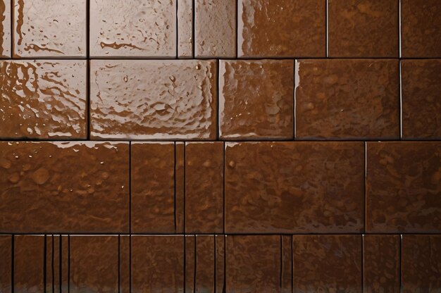 Photo a brown tile wall with a water droplet on it