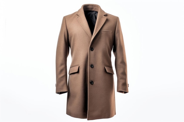 a brown trench coat with a black tie on it