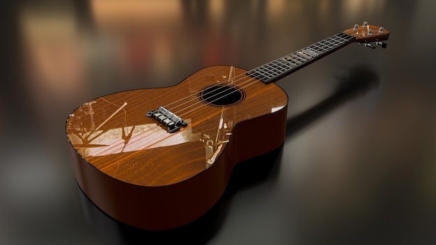 Brown Ukulele. 3D Render.