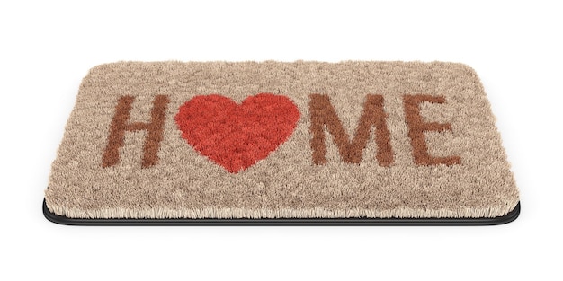 Brown welcome coir doormat isolated on white