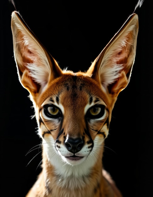 Photo a brown and white animal with a black background