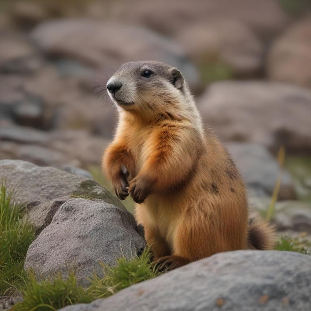 Photo a brown and white animal with a brown head and a white nose