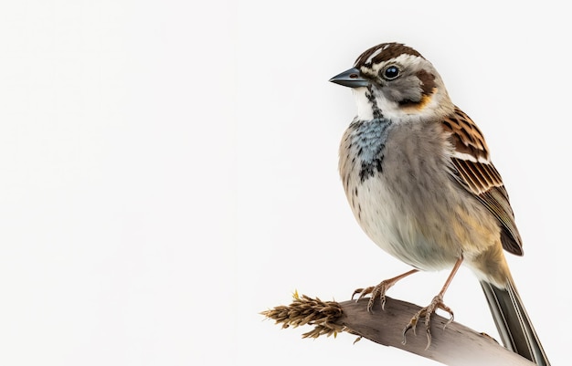 Brown and white bird sitting on top of branch Generative AI