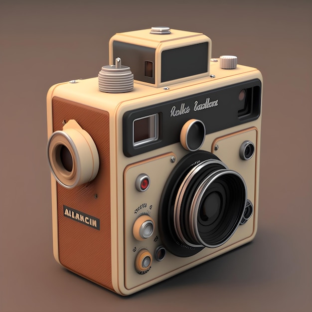 A brown and white camera