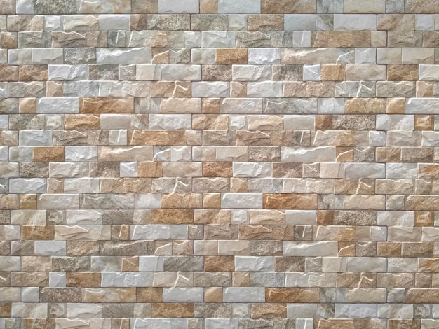 Brown and white composite stone brick wall texture background