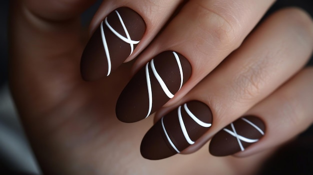 Brown and White Nail Art