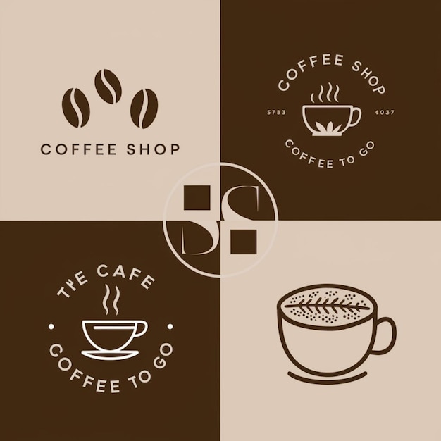 a brown and white poster with a coffee shop called coffee shop