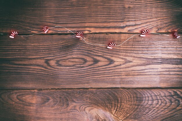 Brown wood and festive garland