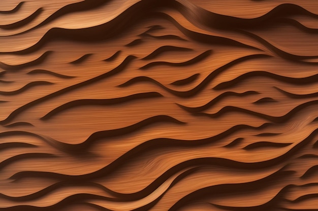 A brown wood texture with wavy lines and curves