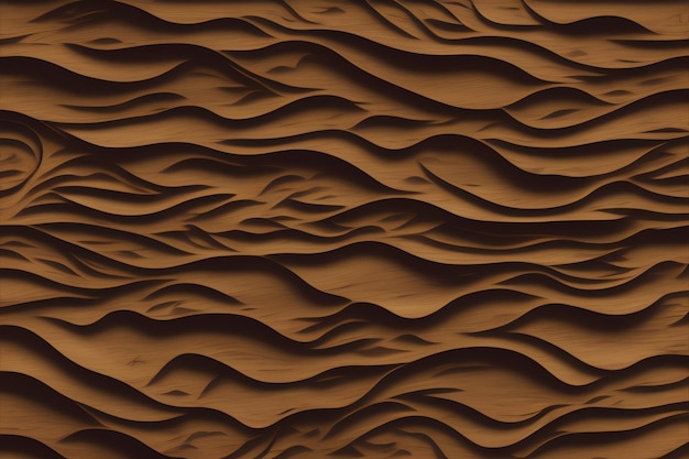 A brown wood texture with wavy lines and curves