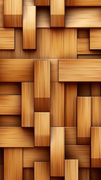 Brown wooden blocks background with a pattern.