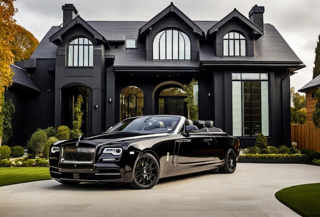 brown wooden house in front of new black