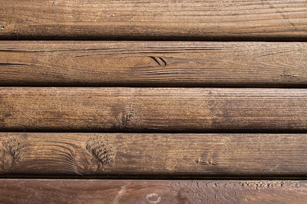 Brown wooden wall made of planks and logs