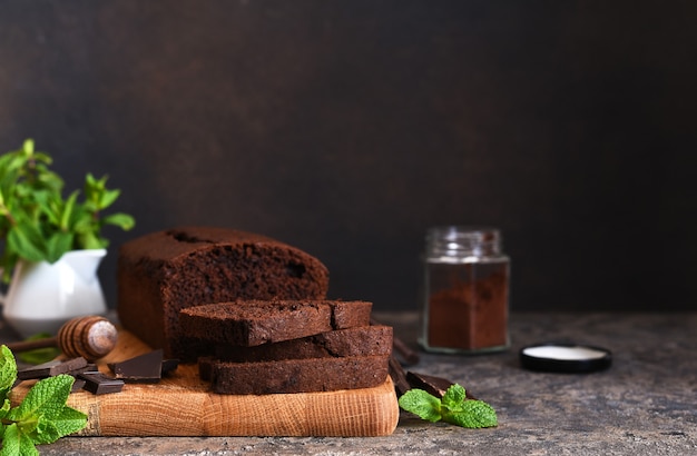 Brownie dessert with mint