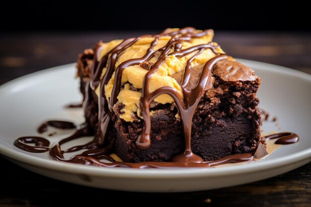 Brownie with a Swirl of Peanut Butter brownie closeup photography