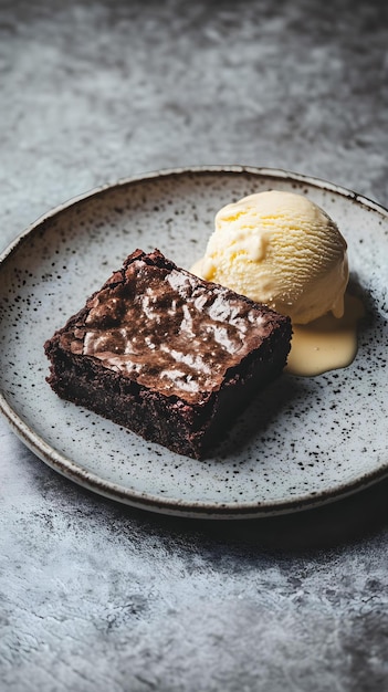 Photo brownie with vanilla icecream delicious chocolate dessert restaurant menu sweet food presentation