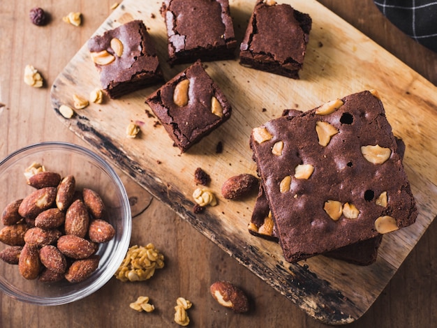 brownie on wooden table