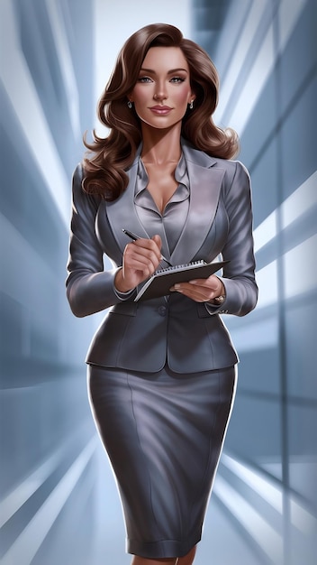 Brunette businesswoman posing