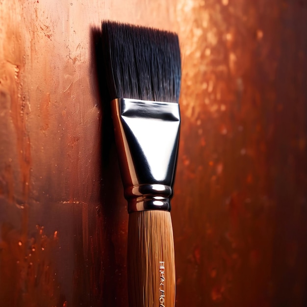 a brush with a bristled brush in front of a wooden wall