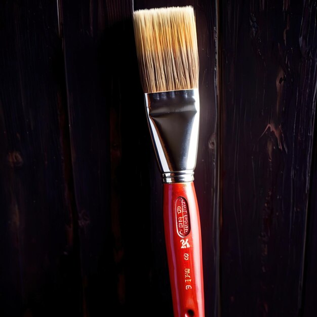 a brush with a red bristle brush in it