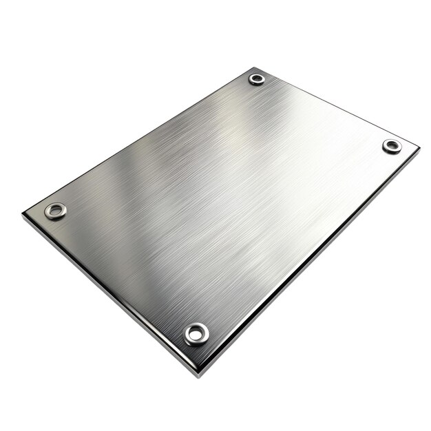 Photo brushed metal plate with four screw holes